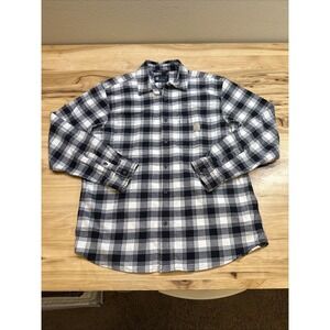 Carhartt 105945 Mens Midweight Flannel Long Sleeve Black Plaid Shirt Size Large